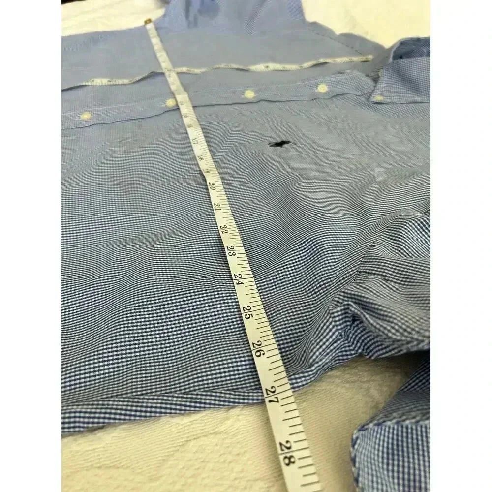 Ralph Lauren Blake Blue Cotton Micro-check Pony Logo Button Down Shirt Size L - Picture 6 of 13